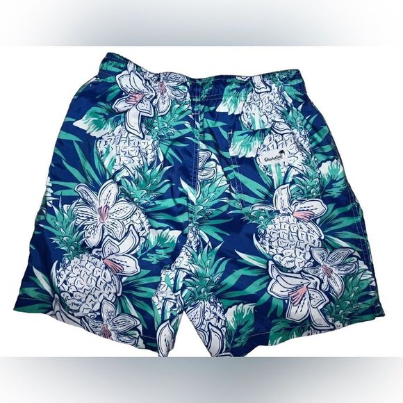 BOARDIES Swim Shorts Trunks Size Medium M tropical blue green- 6" inseam BAGGIES - Picture 4 of 4
